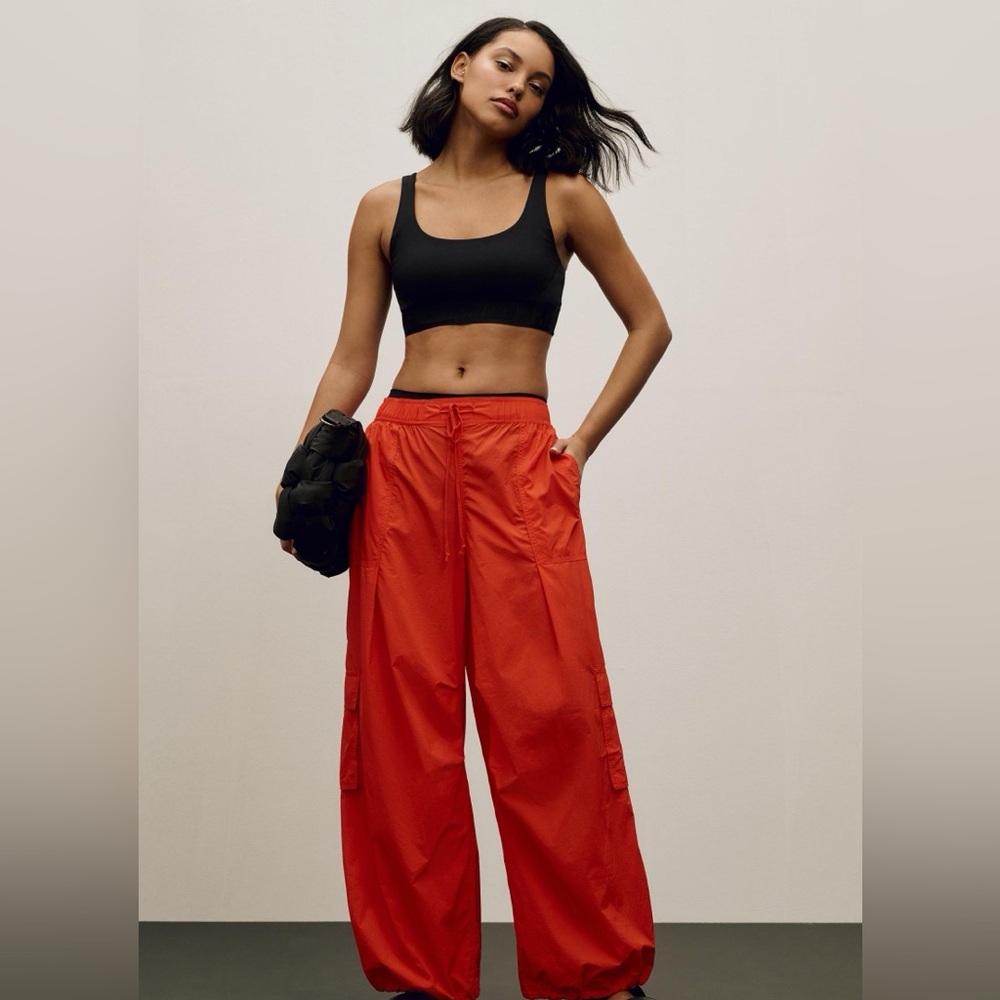 Anthropologie Daily Practice Base Jump Parachute Pants Red Size Medium